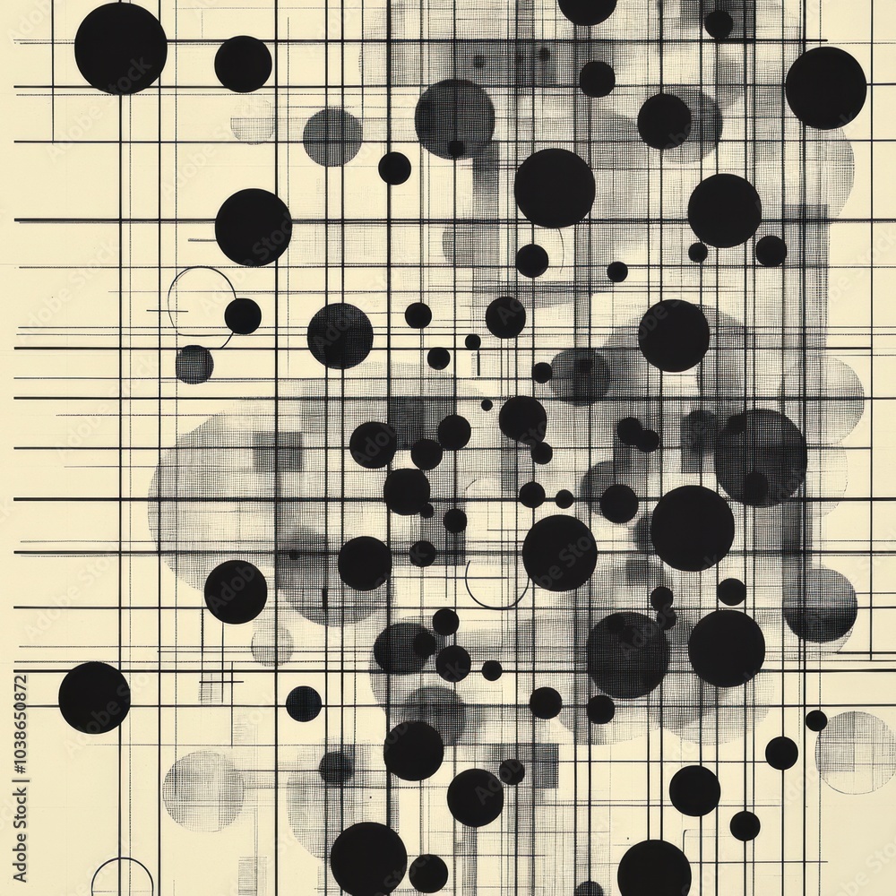 Poster an abstract arrangement of large and small circles creates a striking visual effect along a diagonal