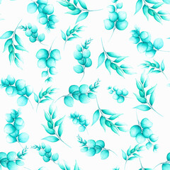 seamless pattern with berries and leaves