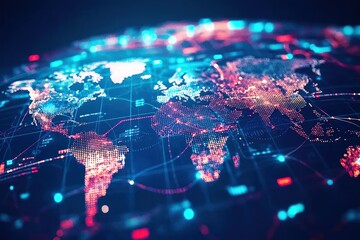 Abstract Global Network Map Concept