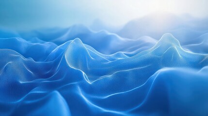 Obraz premium 3d Abstract blue wire mesh forms a glowing landscape blue gradient background