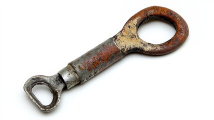 Rusted Vintage Wrench Tool on White Background