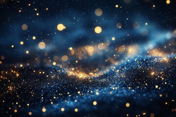 Fototapeta premium Abstract Blue and Gold Bokeh Background with Sparkle