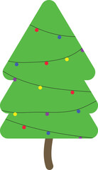 christmas tree with color lights on a white background
