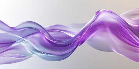 Flowing of purple and white waves on white background, fluidity. AI generation