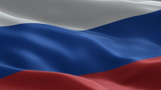 Russia Flag video waving in wind. Russia Flag Wave Loop waving in wind. Realistic Russia Flag background