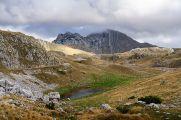 Montenegro - Durmitor National Park. Durmitor massif including peaks Gruta and Prutas and small...