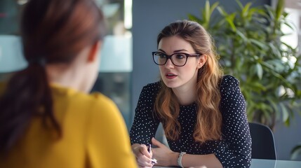 Two Women Having Conversation In Office