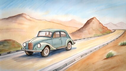 Obraz premium hand drawn design of vintage a car