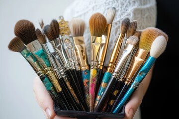 Jewelry displayed alongside a stylish brush accessory.