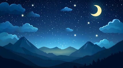 Fototapeta premium Night Sky Above Mountains