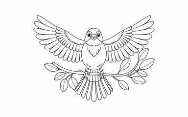 Fototapeta premium Coloring page outline design illustration and art line design coloring pages adults or coloring pages Bird and flower 