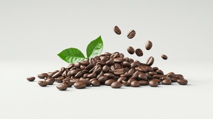 Obraz premium Artisan Roasted Organic Coffee Beans, vibrant 3D illustration showcasing the rich textures and colors of premium coffee craftsmanship