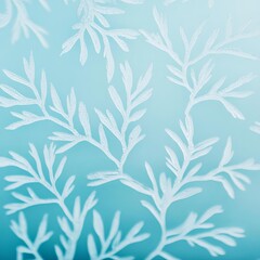 Frosty patterns on a glass window, delicate winter detail