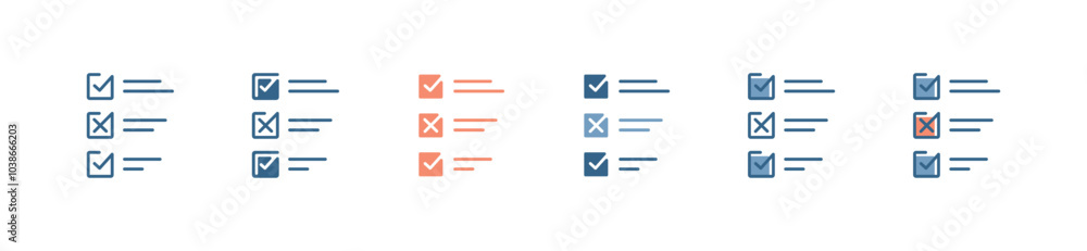 Poster simple checklist option choice icon set business evaluation select task plan survey vector illustrat
