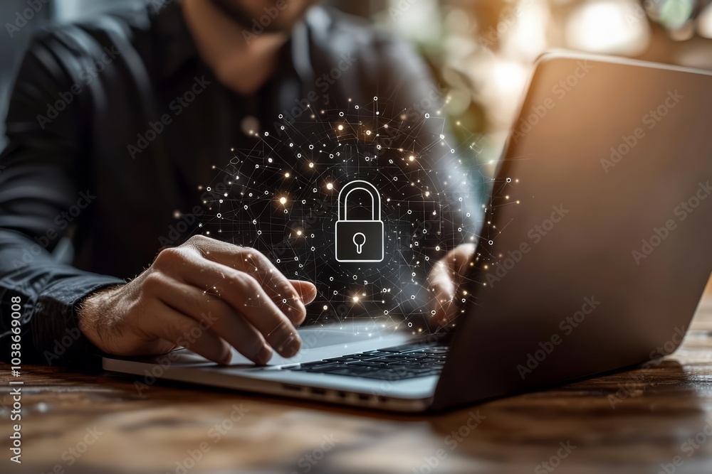 Poster cybersecurity concept of cybersecurity and privacy concepts to protect data