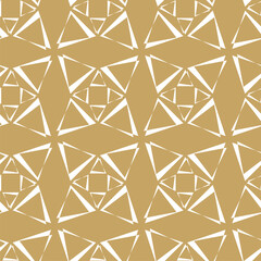 Abstract geometric pattern with crosses, stripes, lines. Seamless vector background. White and gold ornament. Modern reticulated graphic design.