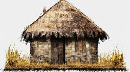 Straw house on a transparent background