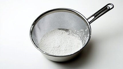 Sifting Flour in a Metallic Mesh Sieve
