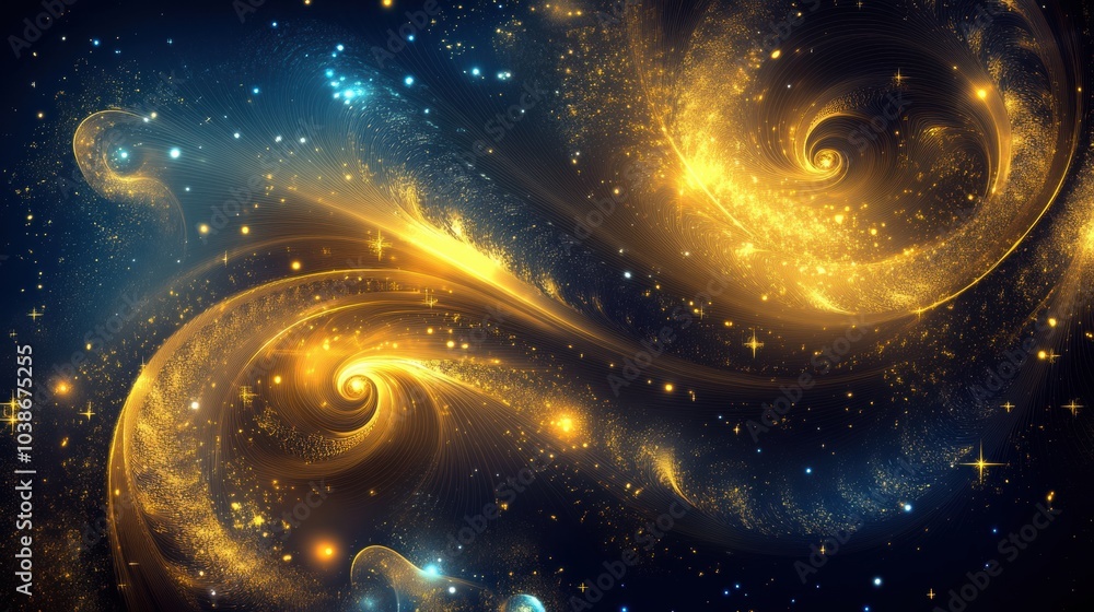 Aufkleber golden spirals and shimmering stars blend seamlessly, evoking an enchanting and festive atmosphere i