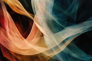 Fototapeta premium A vibrant abstract composition with swirling textures in earthy and cool tones, evoking the fluidity and grace of dance and movement