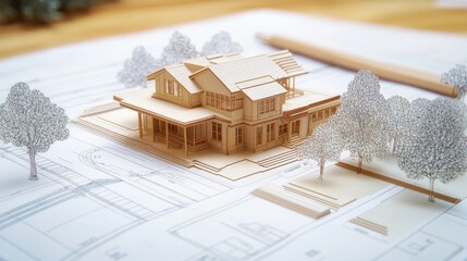 Architectural plans focused on green building practices, highlighting eco-friendly and sustainable construction methods.