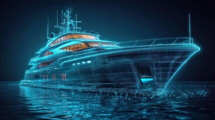Fototapeta premium smart digital boat, artificial intelligence in maritime navigation, technology in marine transportation, exploration, and environmental monitoring