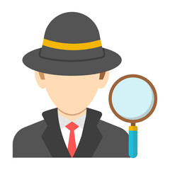 A colored design icon of detective 

