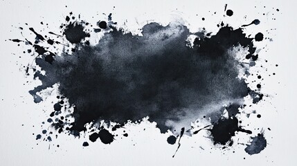 Obraz premium Black watercolor stain with expressive washes and splashes, giving a paper-textured background.