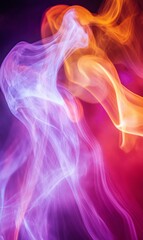 Obraz premium Abstract swirling purple and orange smoke.