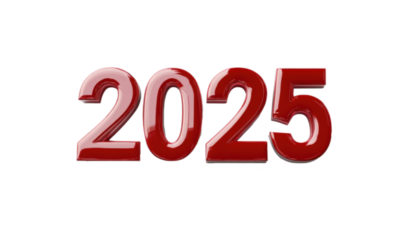 New year 2025 on transparent background