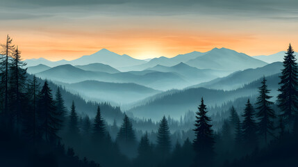 Obraz premium Serene 4k Graphic Mural for Your Living Room Main Wall, Featuring Minimalist Landscapes and Soft Colors