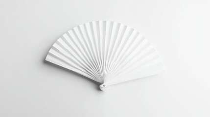 Clean and minimal white folding hand fan mockup, laid flat on a white background, ready for branding purposes.