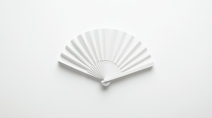 Clean and minimal white folding hand fan mockup, laid flat on a white background, ready for branding purposes.
