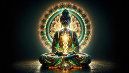 Fototapeta premium Divine Grace: The Serene Sculpted Buddha