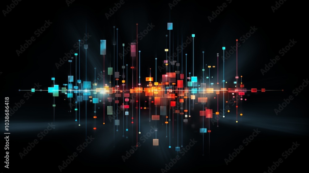 Poster abstract visualization of popular social media platforms through shapes and color schemes