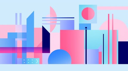 Fototapeta premium Minimalist abstract design featuring geometric shapes in soft pastel hues and light textures