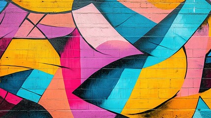 Fototapeta premium Colorful street mural depicting a woman’s profile with vibrant hues and bold features on a city wall during daylight hours