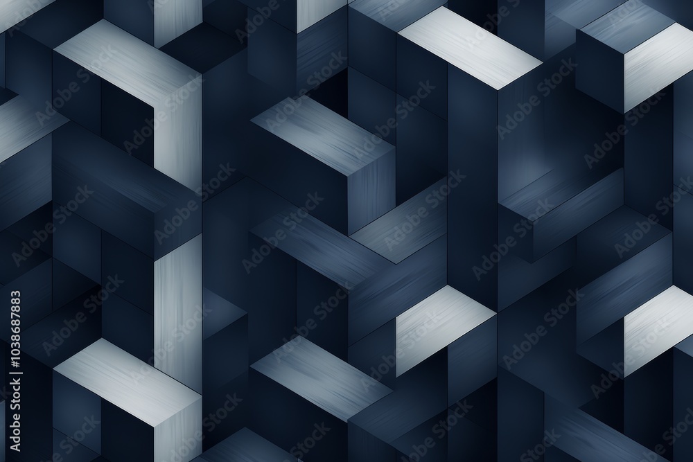 Poster modern minimalistic isometric pattern in gray and dark blue for contemporary map design