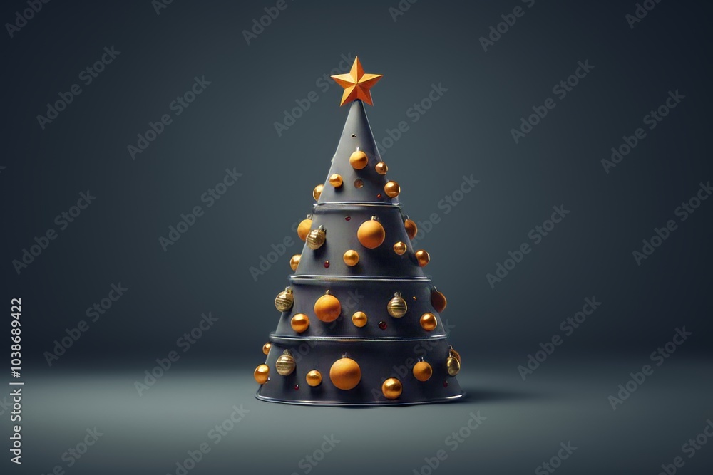 Poster minimalist christmas tree design featuring three solid lines with light dots for a festive touch