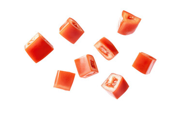 diced tomatoes on transparent background