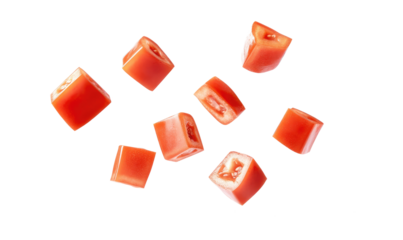 diced tomatoes on transparent background