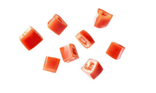 diced tomatoes on transparent background