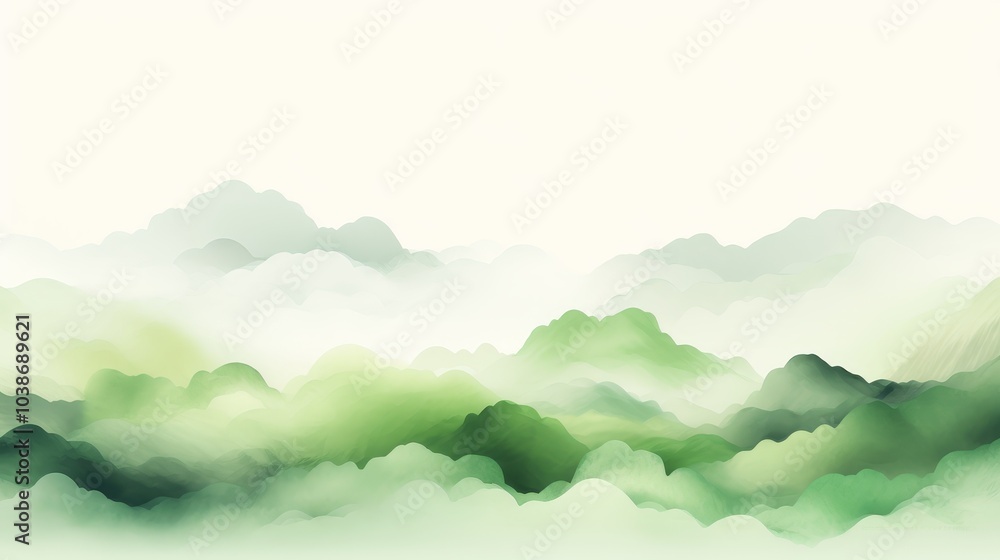 Poster serene pale green background creating a calm atmosphere to highlight image elements