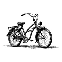 Fototapeta premium Vintage Bicycle in Detailed Black and White Outline Line Art Drawing with Classic Design