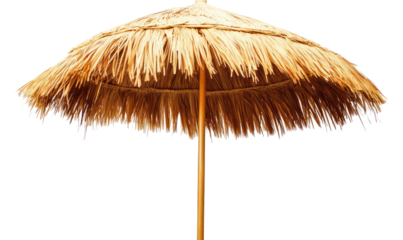 Straw Beach Umbrella on transparent background