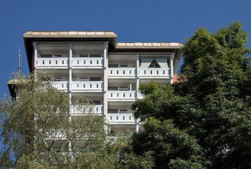 traditional residential buildings in ljubjlana slovenia (european europe travel destination)...