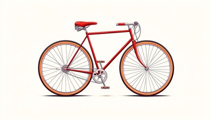 Fototapeta premium A vibrant red bicycle on a soft white background, showcasing its sleek design and classic features.