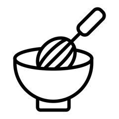 Mixing Bowl Vector Line Icon Design