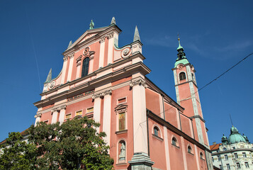historic church detail in ljubljana slovenia (europe european famous monument) travel destination...