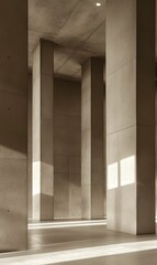 Concrete pillars and beams in a modern building.